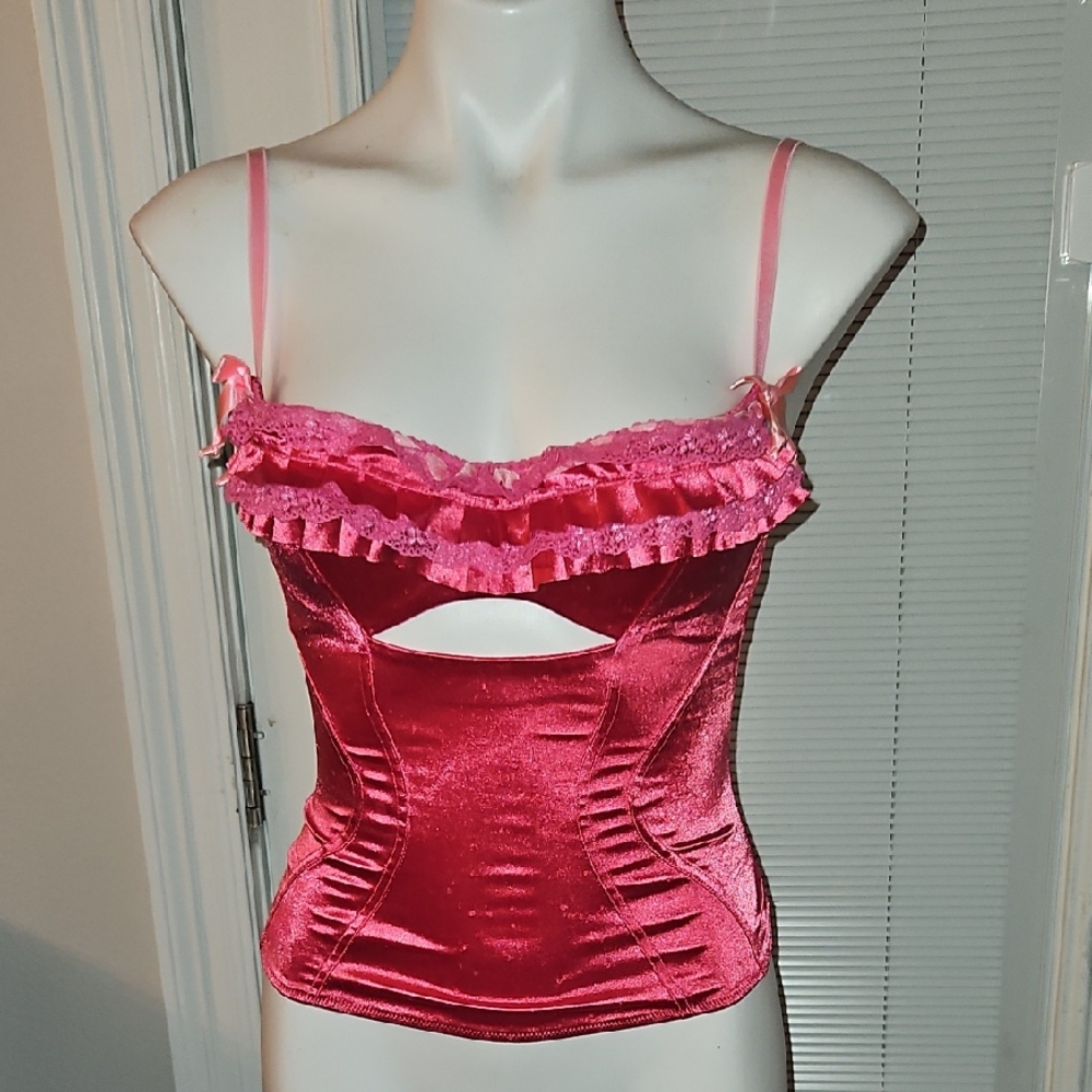 Victoria's Secret Pink Satin Camisole with Ruffles
